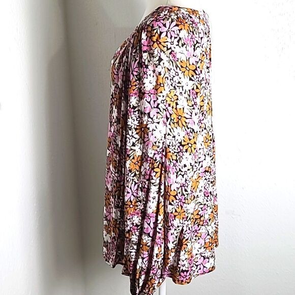 Emily Wonder Fall Bouquet Top, Pink, White, Rust, Tie & Loophole, Size 1X, NWT - Picture 6 of 12